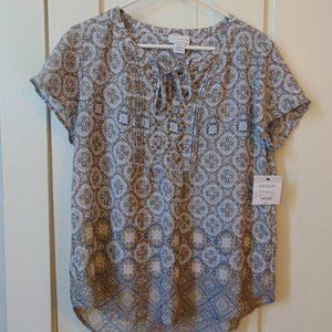 NWT Liz Claiborne Tunic Style Top In Gray tones Size Medium